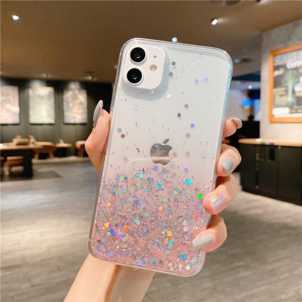 Coque paillettes iPhone 7 Plus de luxe transparente finition arc-en-ciel