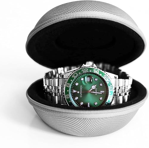 Vista 6 de Caja de viaje para relojes Besforu para hombres y mujeres, caja de almacenamiento portátil y organizador para un solo reloj, para relojes de pulsera