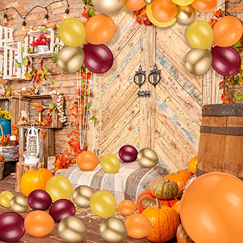 124 Pieces Orange Golden Balloons Autumn Thanksgiving Day Garland Arch Kit, Fall Themed Balloons Burgundy Orange Red Latex Balloons For Autumn Wedding Engagement Birthday Baby Shower Party #TOP15