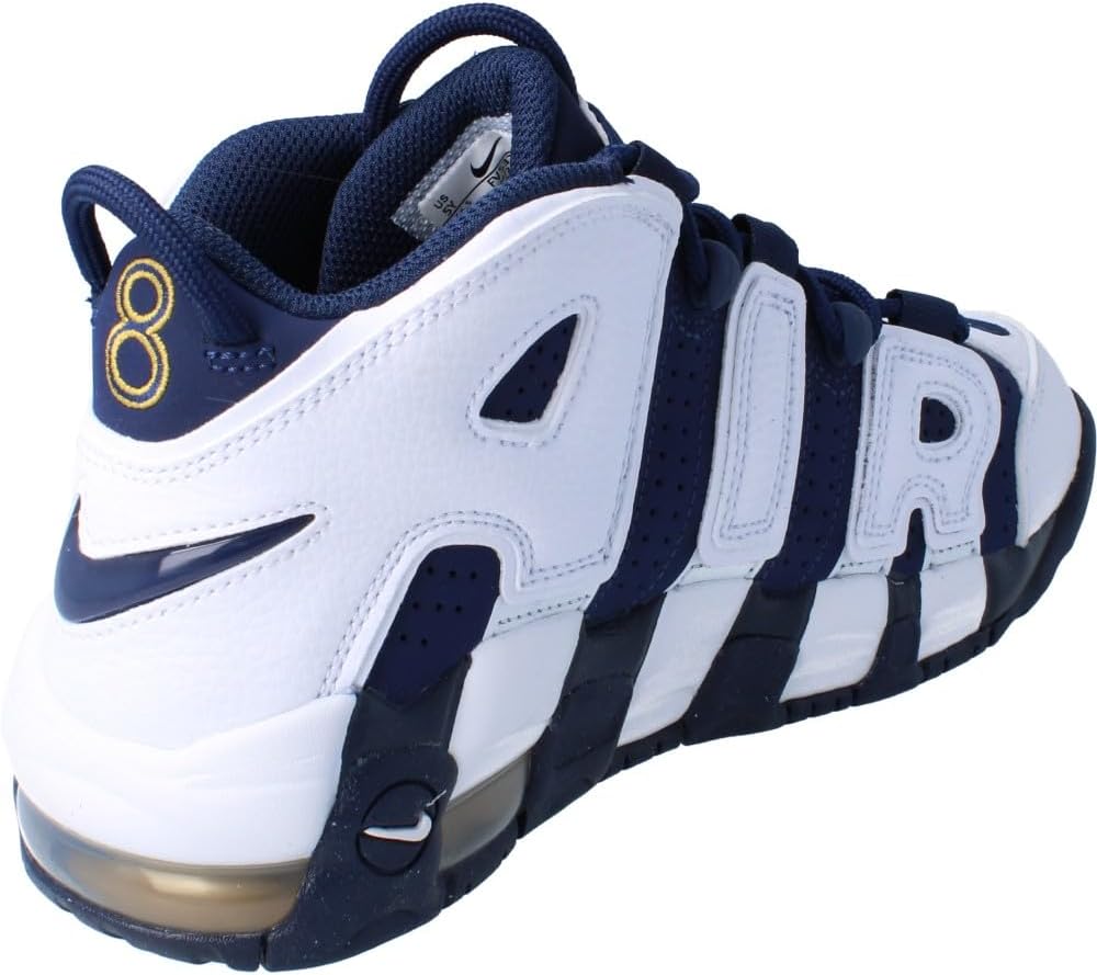 Air More Uptempo GS Basketball Trainers in White Midnight Navy by Nike - Image 3