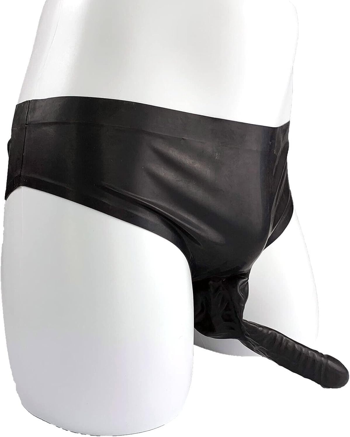 Latex Briefs Rubber Men Shorts Black Panties with Two Sheath Tight for Bodysuit Party Club Underwear