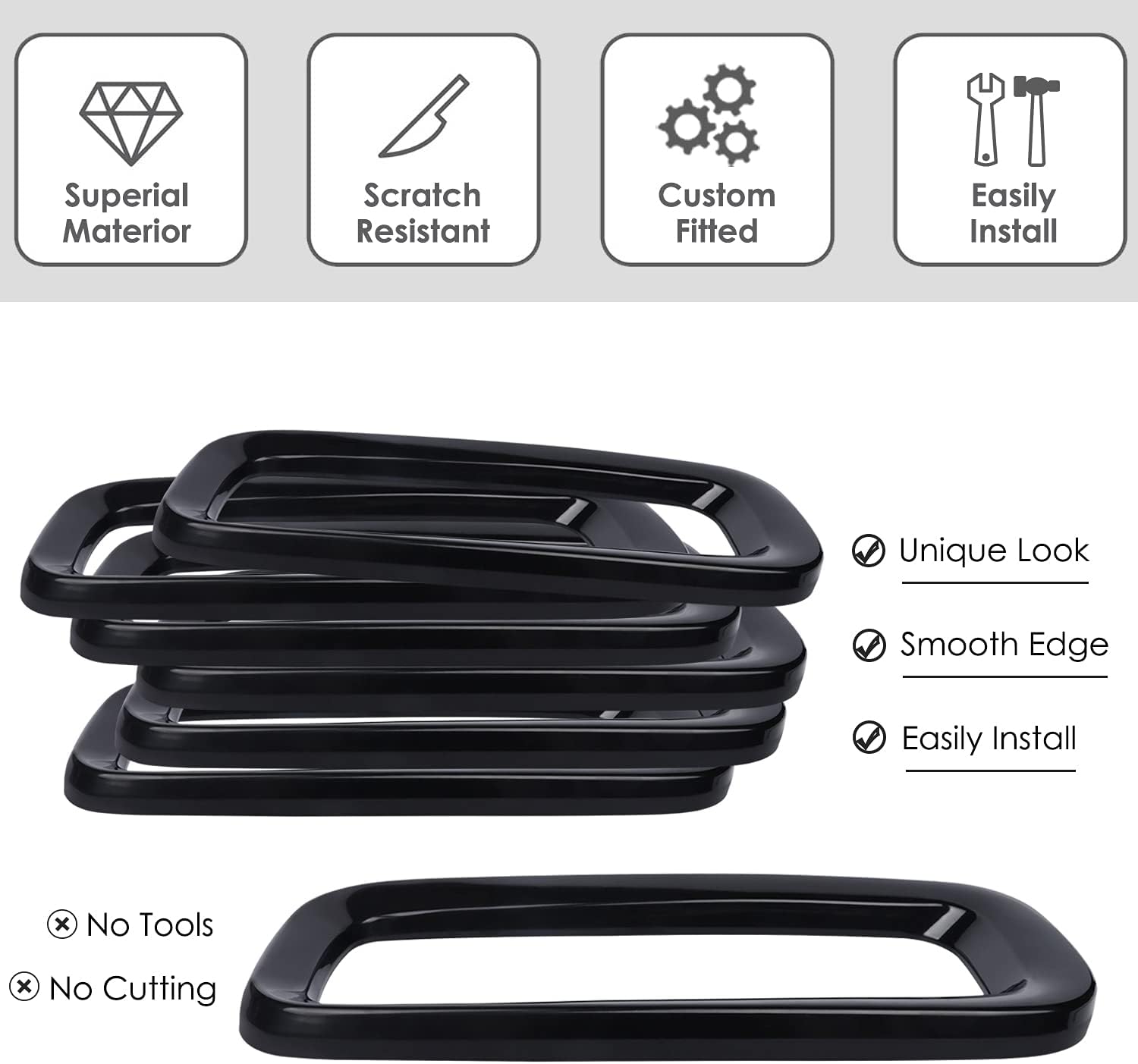 Grill Inserts, Front Grille Guard Cover Trim Fit for Jeep Renegade 2015 2016 2017 2018 (7 Pack)