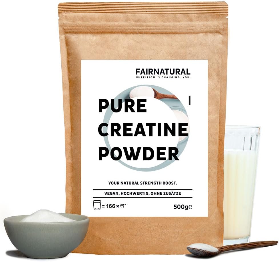 Fairnatural Creatin, Kreatin Pulver Monohydrat Ohne Zusätze, vegan und