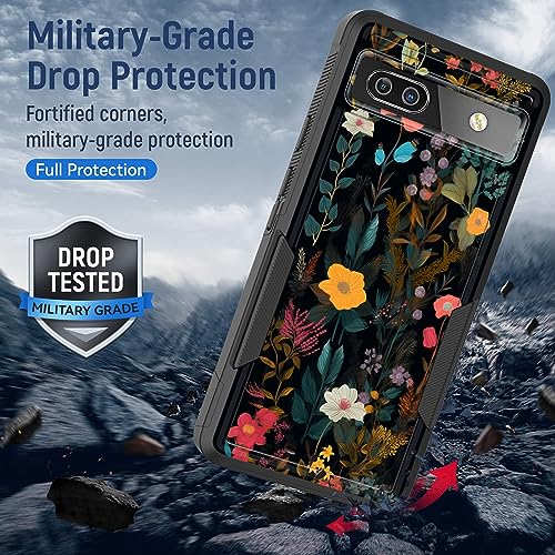 Coque Pixel 7A double couche robuste au design fleuri premium - 6