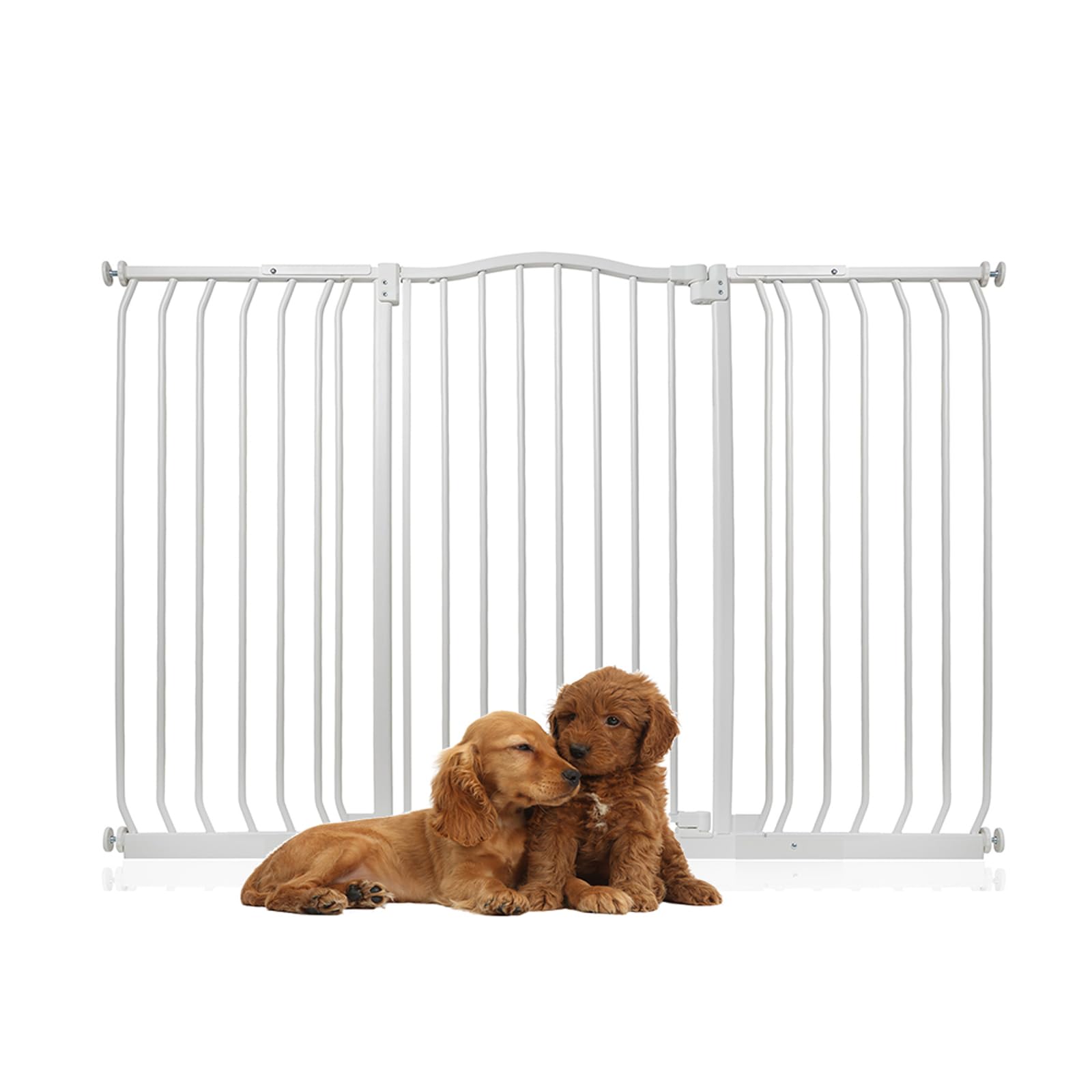 Bettacare White Extra Tall Curved Top Dog Gate, 143-152Cm, Matt 100Cm Tall, Pressure Fit Pet Barrier, Easy Installation
