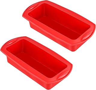Silicone Loaf Pan, Red, 2 Pack, Temperature Resistant Bread Baking Pan for Cookies and Toast, 27.5 x 12.5 x 6.5 cm