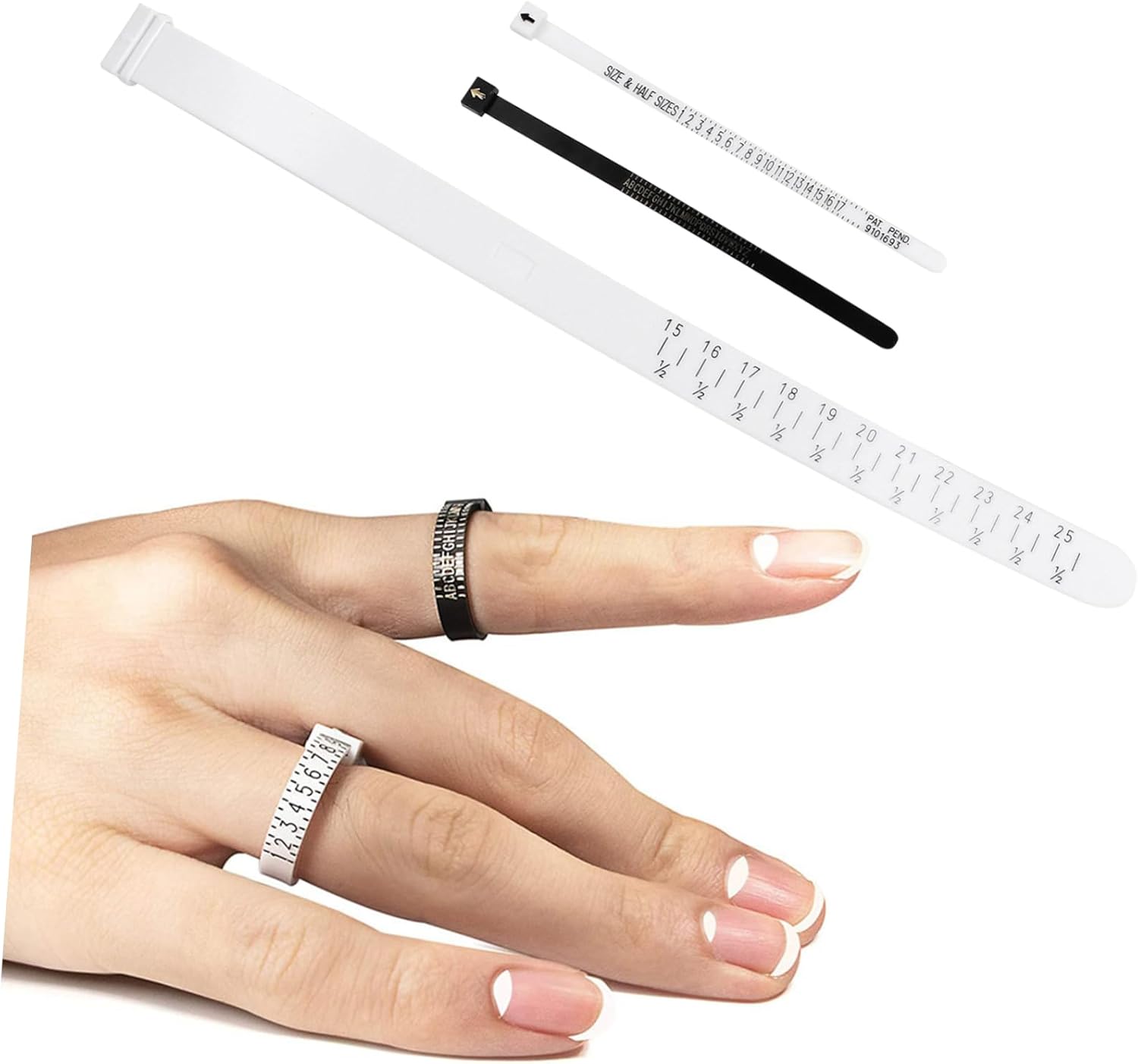 Uonlytech 3-Piece Jewelry Ring Size Measuring Tool Set – Adjustable Finger Gauge for Accurate Ring Sizing – Sturdy PU Material for Men and Women – for Jewelry Making and Sizing Needs