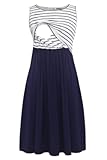 Women's Sleeveless Nursing Dresses Patchwork Maternity Breastfeeding Dress