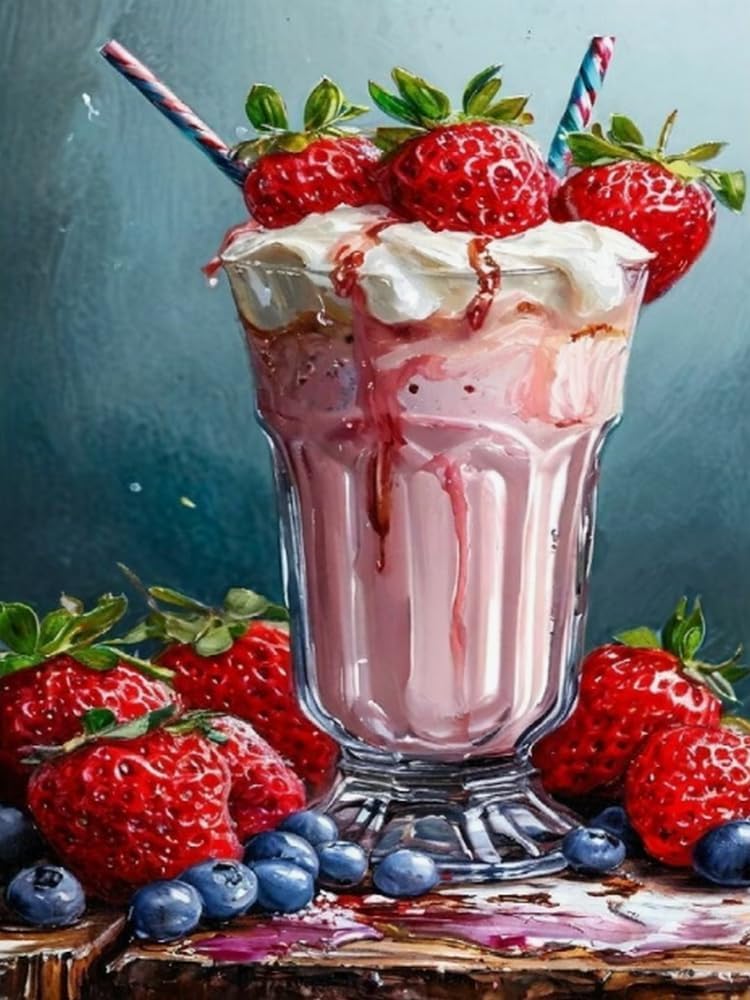 NAHUIGOOD Cross Stitch Kit，– 11Ct Stamped Embroidery Set for Adults & Beginners, Needlepoint Pattern, DIY Art for Home Decor & Gifts Strawberry Ice Cream11Ct50X70Cm