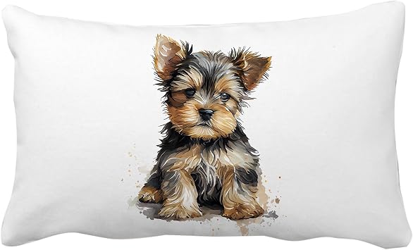 Yorkshire Yorkie Terrier 12x20 Inch Throw Pillow Cover, Haley Dog Decorative Cushion Case, Home Room Bed Couch Spring Summer Fall Autumn Winter Halloween Christmas Decor Gift Soft Pillowcase