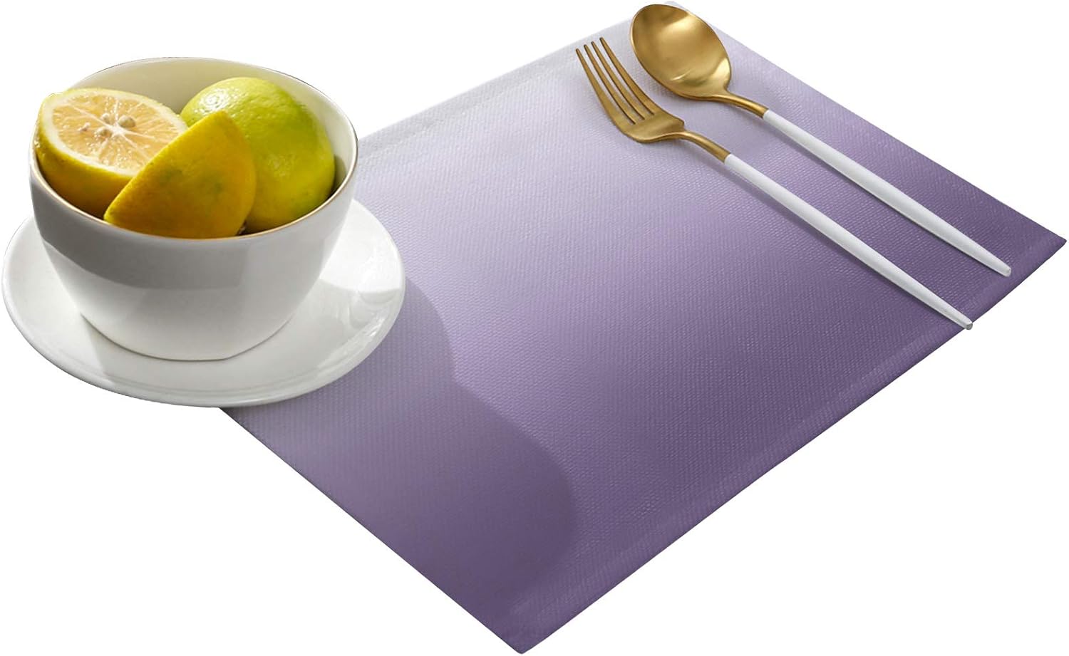 Purple Ombre Place Mats Set of 4 Gradient Purple to Grey Insulation Placemats Stain-Proof Non Slip Kitchen Table Mats, Washable Polyester Placemats for Dining Table