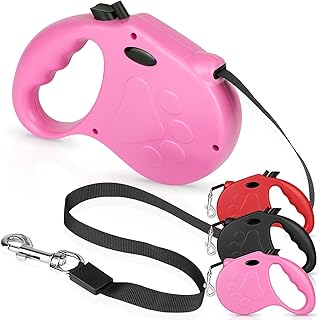 Makife Correa retráctil para perro, perro de 16 pies para perros pequeños de hasta 75 libras, mango antideslizante, color rosa