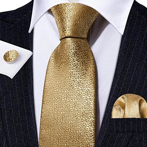 Image of Barry.Wang Plaid Ties for Men Silk Necktie Handkerchief Cuff Links Set