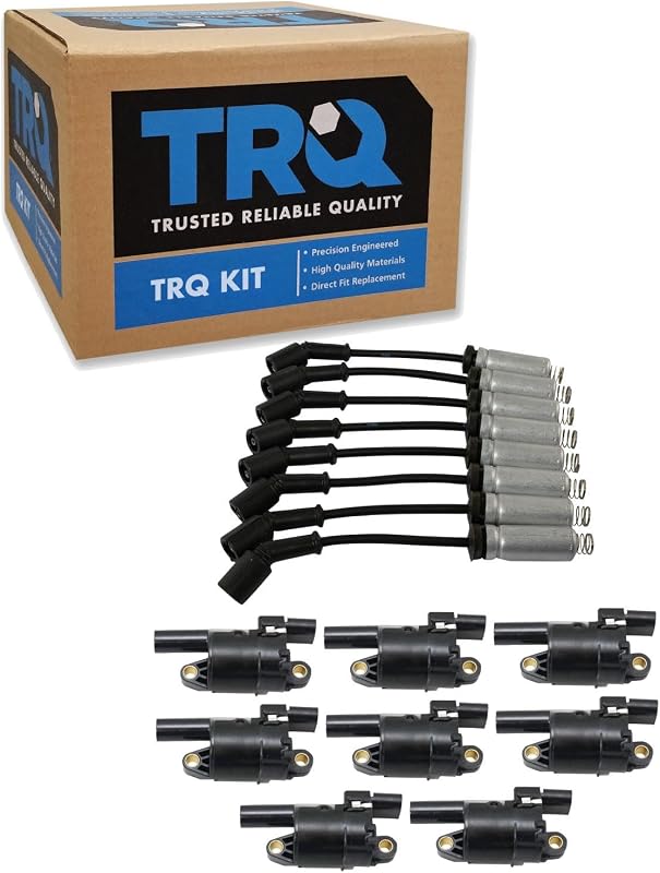 Kit de Ignição TRQ com 8 Bobinas e Jogo de Cabos de Vela para Veículos GM V8 – 9 peças