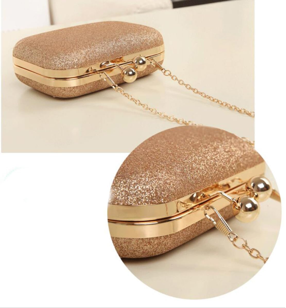 Beavorty Mini Chain Handbag for Women, Elegant Gold Evening Satchel
