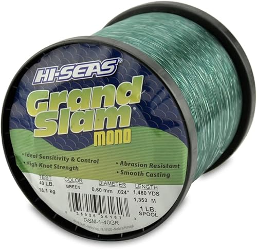 Vista 46 de HI-SEAS Grand Slam - Sedal de pesca de monofilamento, fuerte y resistente a la abrasión, en agua dulce y salada transparente, rosa, verde, azul