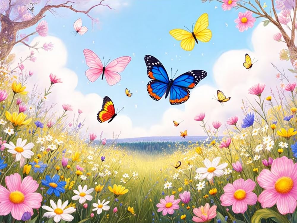 Weiniuniu Diamond Painting Kits for Adults Butterflies and Flowers DIY Bead Crystal Rhinestone Craft Easy 5D Dimond Picture Art Home Wall Decorations 50x70cm