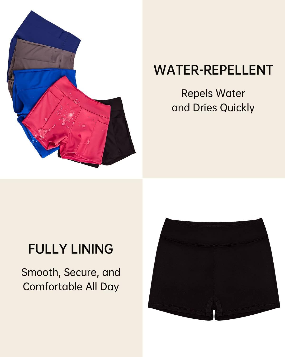 Women's Swim Shorts 2" High Waisted Tummy Control Bikini Swimsuit Bottoms Board Shorts Bathing Suit with Pockets - Image 7