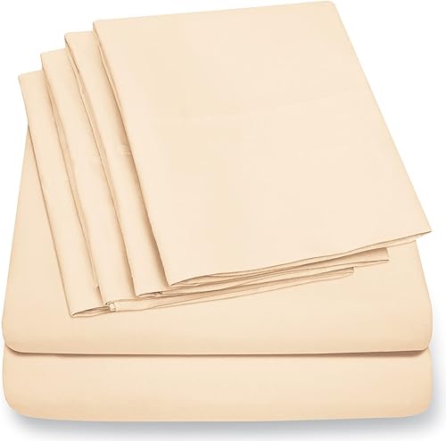 Miniatura 3 de Luxury Home Juego de sábanas supersuaves de 6 piezas de doble cepillado de la serie 1600 (tamaño King, crema)