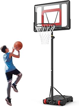 Basketball Hoop and Stand Adjustable 5ft-7ft Indoor Outdoor Basketball Hoop System with 33" Shatterproof Backboard and Stand Wheels for Backyard, Driveway, Playroom