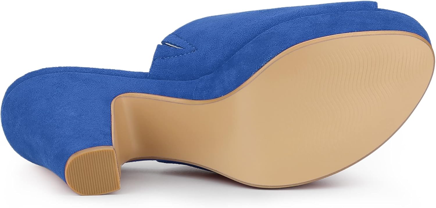 Allegra K Women's Open Toe Platform Chunky Heel Slides Sandals - Image 5