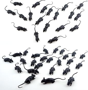 SaktopDeco 25 PCS Black Plastic Fake Rats for Prank Party