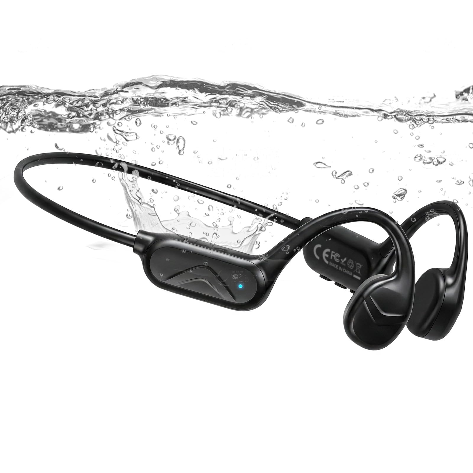 Cuffie a conduzione ossea, IPX8, impermeabili, per nuoto, con lettore MP3 da 32 GB, auricolari Bluetooth 6.0 con microfono, 8 ore di riproduzione, auricolari sportivi wireless per corsa, ciclismo