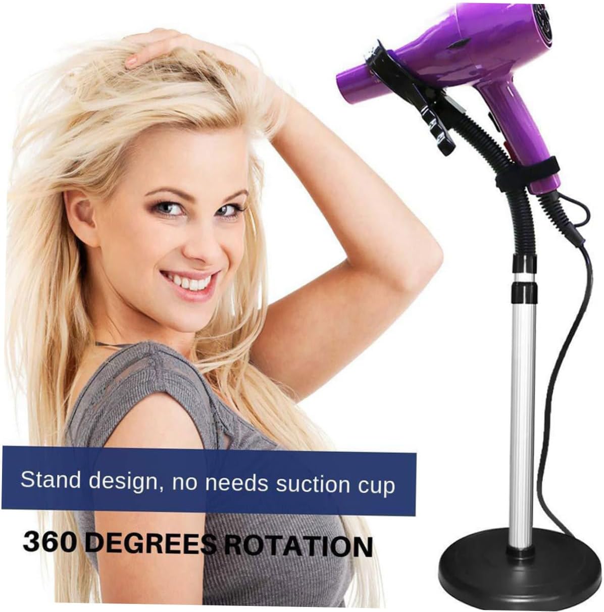 360degree Rotating Hair Dryer Holder Suction Cup Easy to Install Stand for Hair Dryer Storage Bracket for Convenience and Style