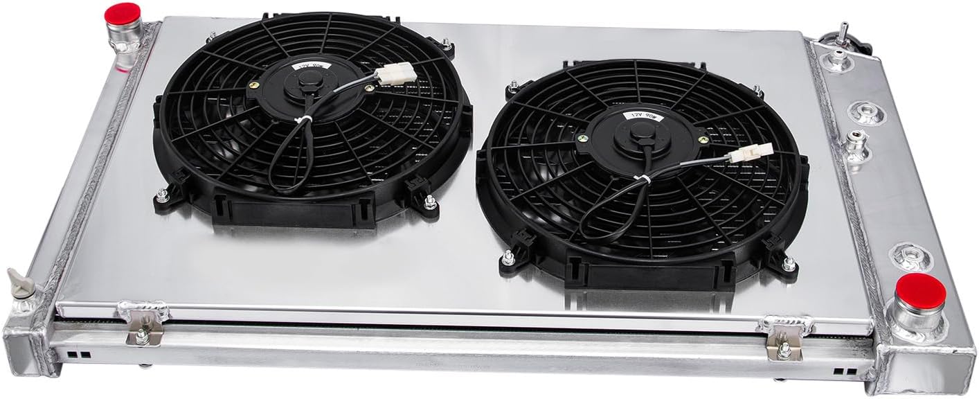 4 Row Radiator+Shroud Fan For 1971-1990 Chevy Caprice C10 C20 C30 K10 K20 K30 C15 K5 Blazer Impala Chevelle El Camino Bel Air Malibu Monte Carlo for 71-90 GMC Buick Pontiac Radiators