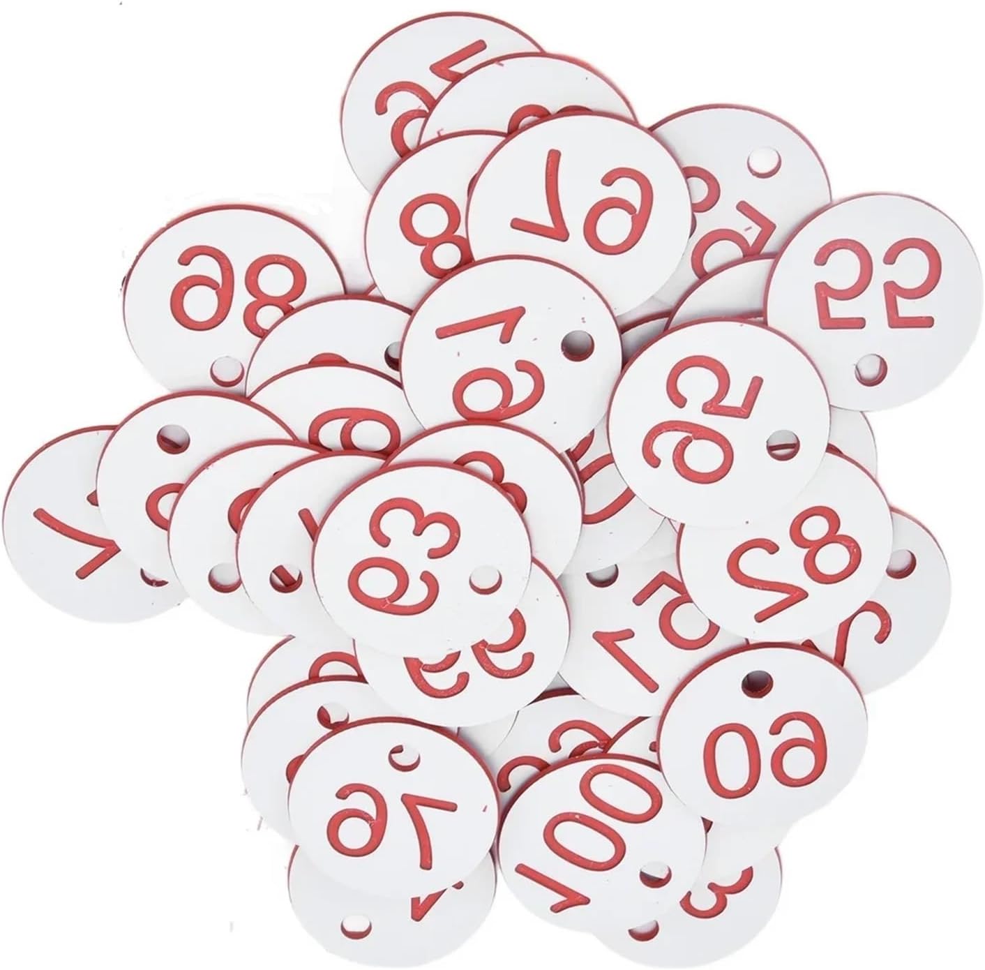 Plastikowe zawieszki z numerami opakowanie 200 szt. Wielokolorowe od 1 do 200 do etykietowania uli Ułatwienie szybkiego rozróżnienia liczb dotyczących sal lekcyjnych targów wyścigów i zajęć zespołowych. Red