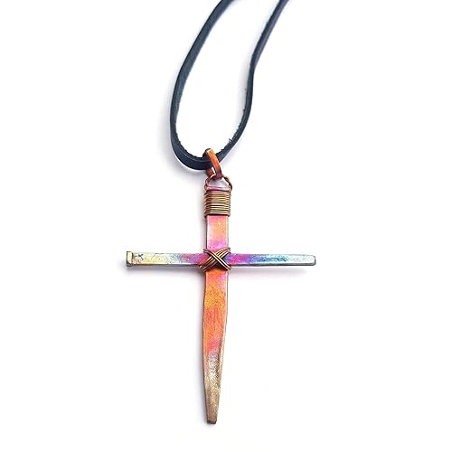 Miniatura 5 de Rustic Copper Nail Cross Necklace – Handmade Three Nail Pendant on 24” Genuine Leather Cord – Unisex Christian Jewelry – Faith & Religious Gifts for