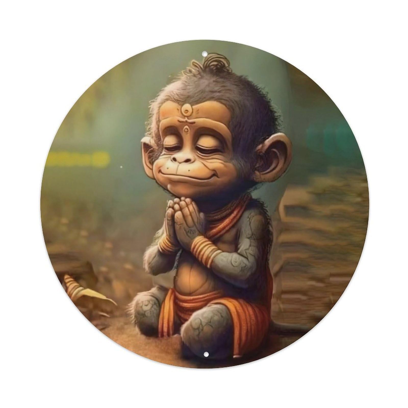 Animal Artwork Devoted Monkey Vintage Metal Tin Sign Plaque Wall Decor for Cafe, Club Bar, Office, Garden Metal Poster 8x8Inch