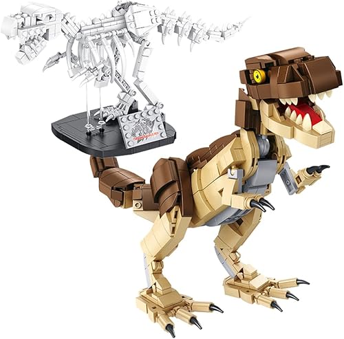 Juego de 906 piezas de bloques de construcción de tiranosaurio Rex y fósiles, juego de rompecabezas de dinosaurios jurásicos, colección de modelos
