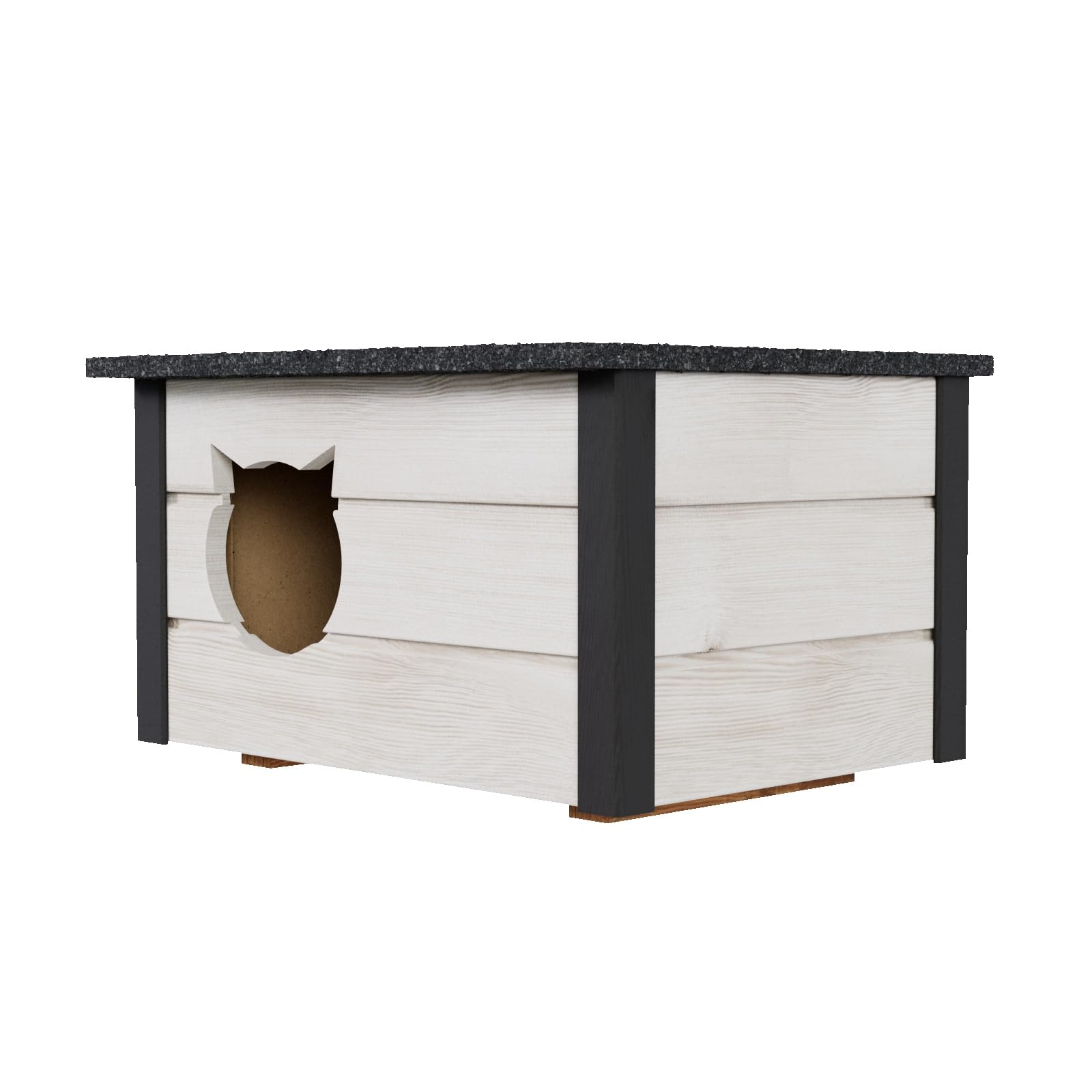 Cat House Cat House Cat Cave for Outdoor Winter Insulated Outdoor Weatherproof Fully Insulated Wood Cardboard (White #E08578)