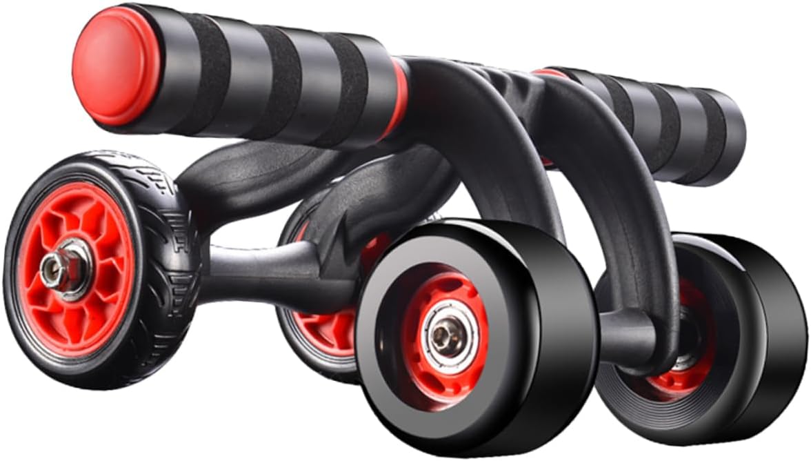 POPETPOP Automatic Spring Back Abdominal Wheel with Knee Mat Silent 4-Wheel Fitness Device for Home Use for Core Strength Training and Weight Loss