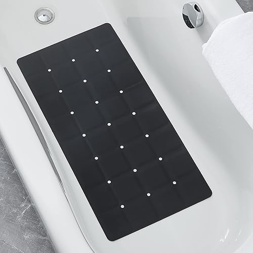 Tapete de baño plegable de silicona antideslizante para bañera, tapete de ducha sin ventosas para bañera texturizada y bañera reglada (plegable,