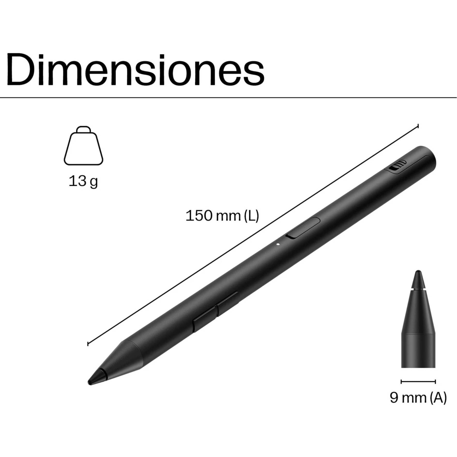 HP 700 Lápiz Digital Recargable Multi-Dispositivo, USB-C, hasta 30 días de batería, 2 Botones configurables, LED de batería, Soporte magnético, App HP Pen Control, Punta de Grafito