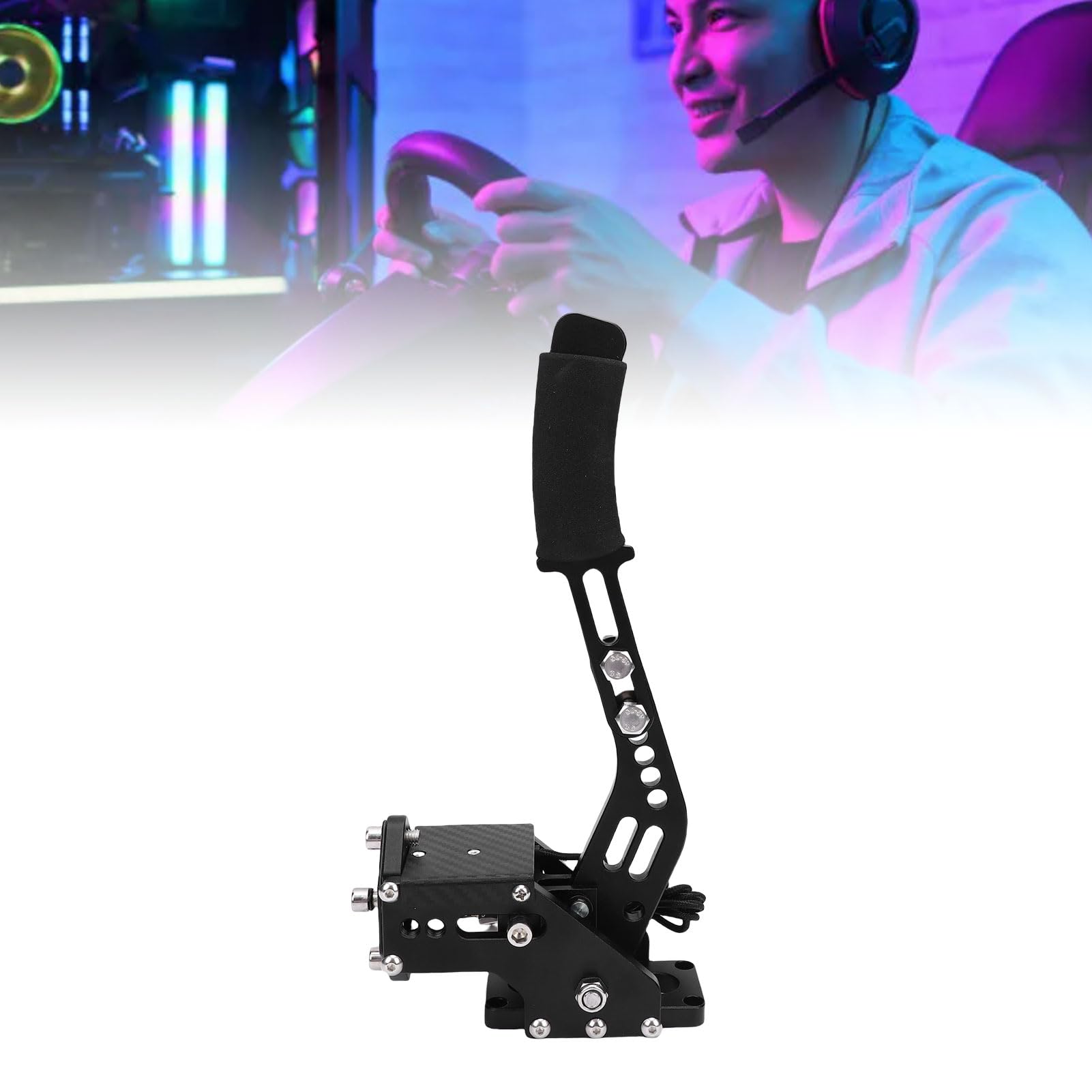 Pissente PC USB Hamulec Ręczny, 16-bitowy USB Hamulec Ręczny do Sim Racing, Analogowy Liniowy Hamulec Ręczny 16Bit dla G27 G29 G920 G923 T500 T300 z Łukiem ze Stali Węglowej