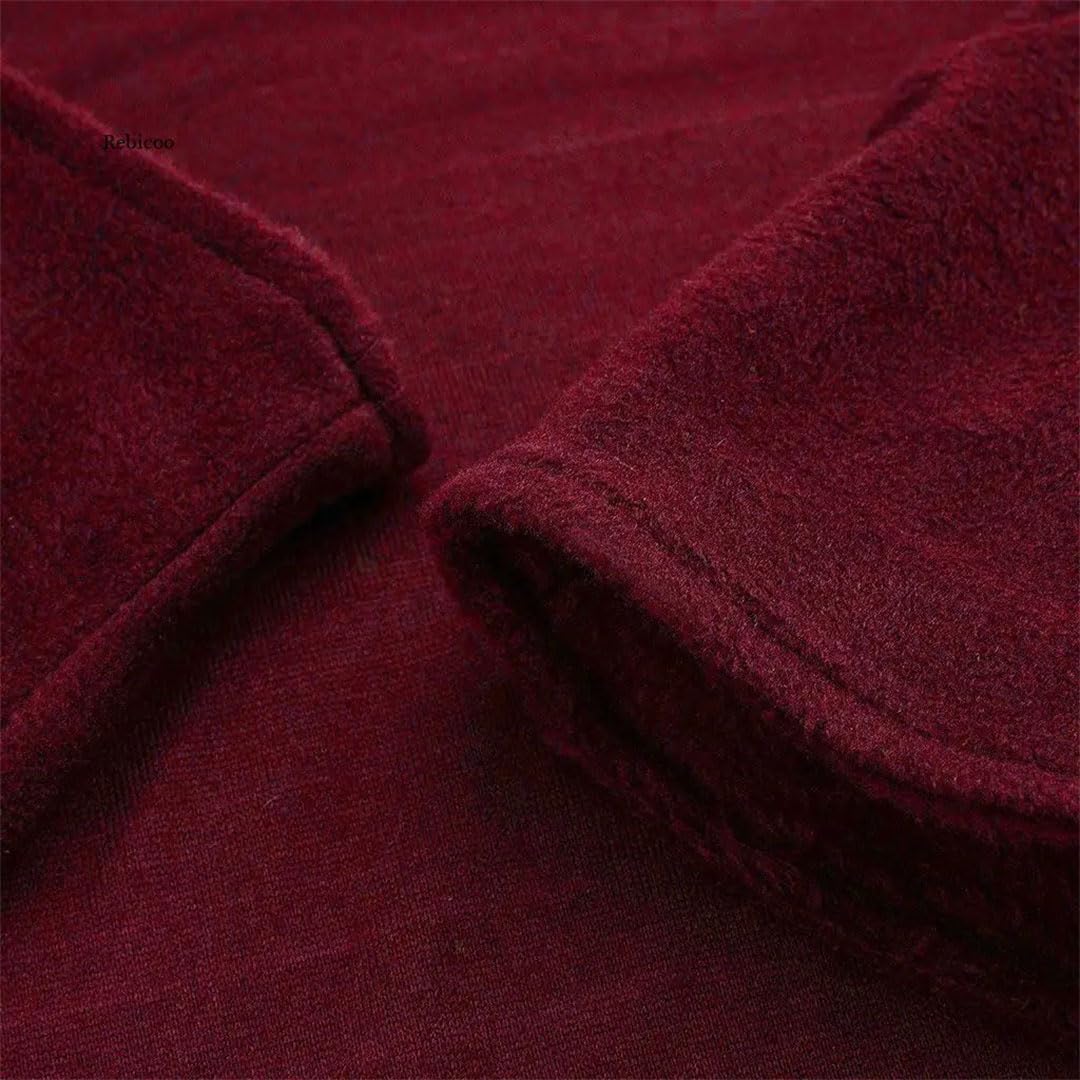 Albornoz de invierno grueso de manga larga para hombre, bata cómoda con capucha, bata de baño, ropa de dormir, abrigos rojos, 4XL, rosso, XXXXL