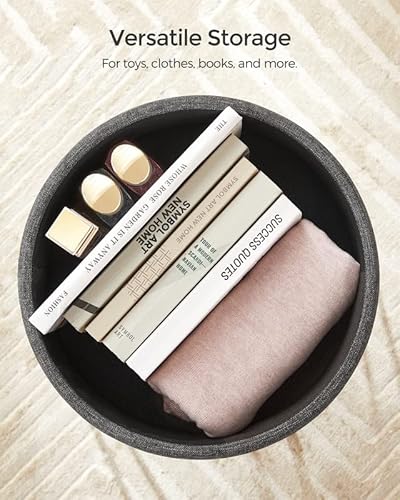 Songmics Vanity Stool Chair, Small Ottoman Stool With Storage, Vanity Chair, 12.2 Dia. X 16.9 Inches, 4 Metal Legs, For Makeup Room, For Living Room, Bedroom, Dark Gray Ulom002G01 #TOP6