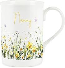 Purely Home Spring Time Daffodils Nanny Mug - Yellow Easter Themed Floral Gift/Present for Her - Bone China Coffee/Tea Mug