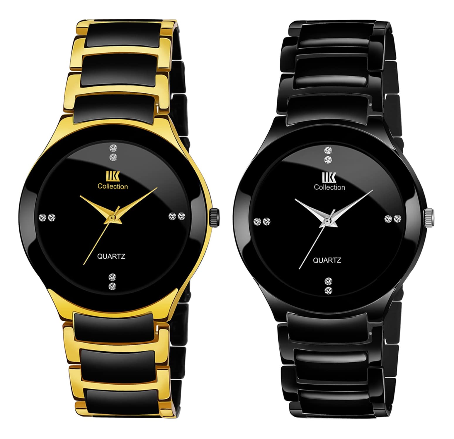 IIK COLLECTION Combo Watches for Men Round Stone Studded Formal Dial |Analogue Quartz Movement Men Watch |Long Battery Life| Adjustable Bracelet Chain Strap |Double Push Safety Clasp Watches for Boys. (B075Z3X1SS) Amazon Price History, Amazon Price Tracker