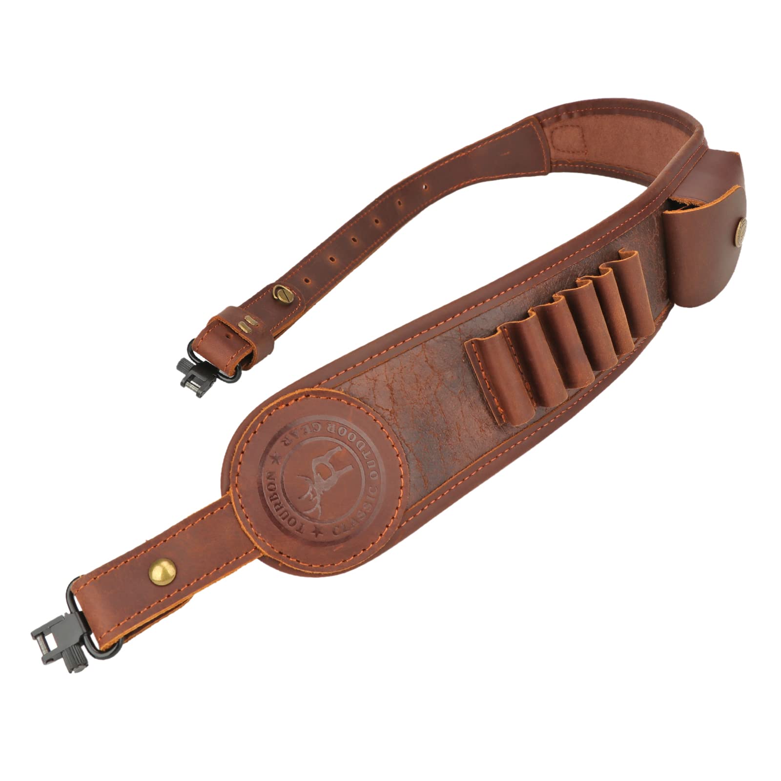 TOURBON 2 Point Rifle Sling Adjustable Hunting Gun Strap with 223 243 270 30-06 308 Ammo Cartridge Holder