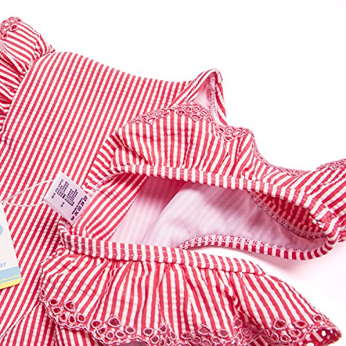 7-Mi Kids Girl Swim Jumpsuit Red Grid/Navy Sailor One-Piece Swimwear Bowknot Navy Blue 1-5Yrs thumb #2