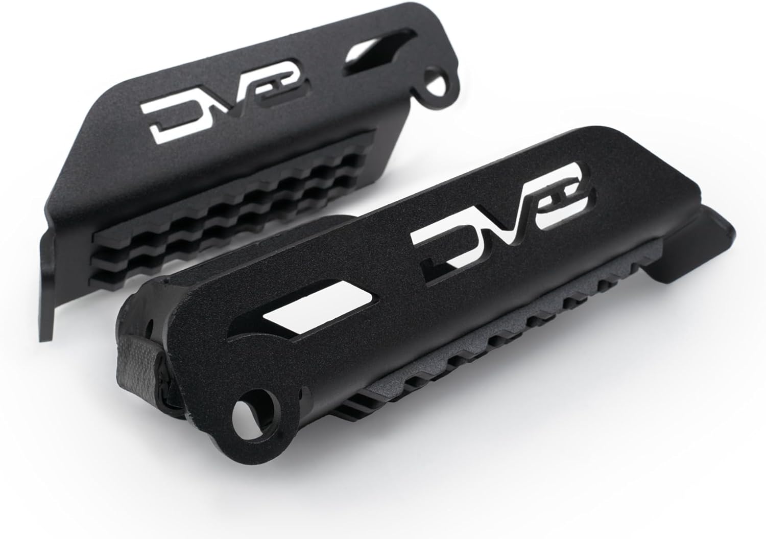 DV8 Offroad Foot Pegs for the 2007-2025 Jeep Wrangler JK/JL & Gladiator JT | Sold as a Pair | Rugged Anti-Slip Pedal Grip Design | Fits Front and Rear Hinges | Includes Padded Stopper