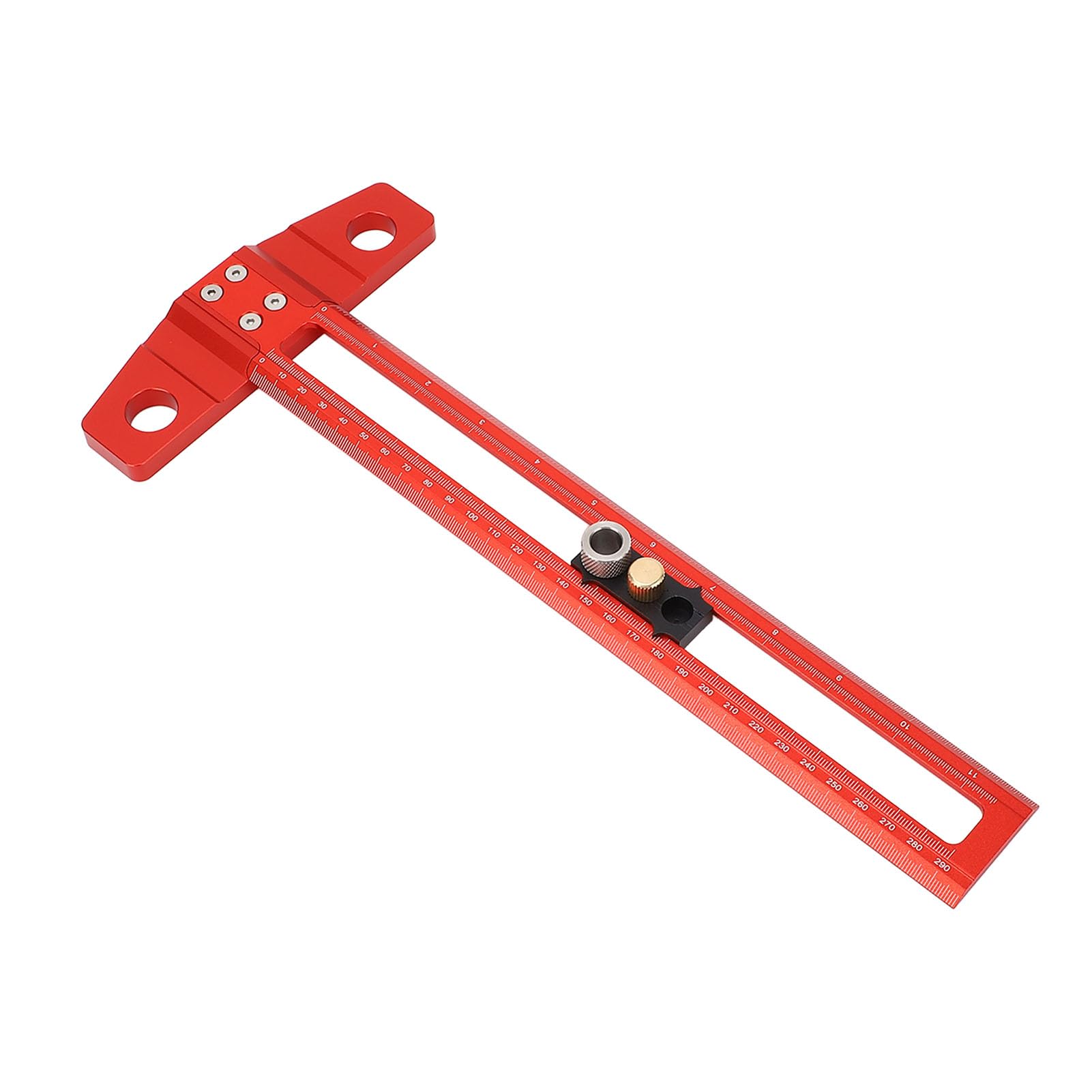 T Square Lineal 30 cm metrische Zoll -Inch -Skala Aluminiumlegierung Bohrung Positionierungslineer mit Bohrmedizinern für die Holzbearbeitung