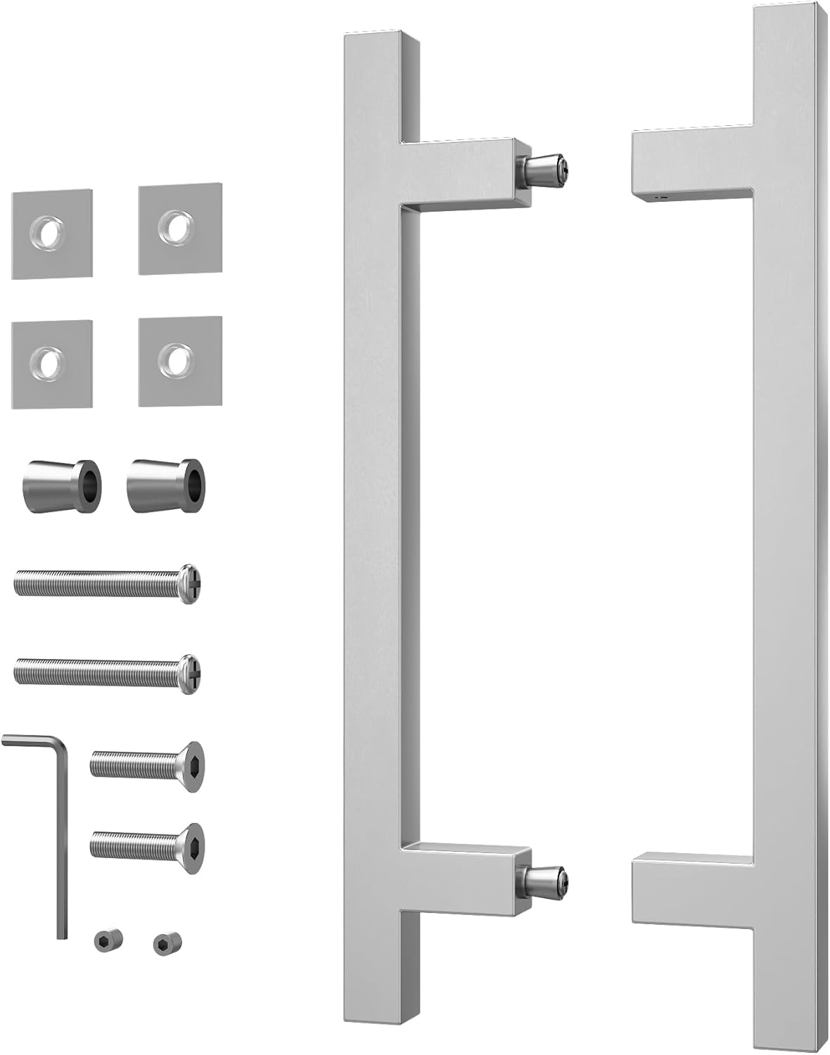 8" Square Shower Door Handle, Back to Back Shower Doors Handle, Compatible with 1/4" to 1/2" Glass Thick, Stainless Steel 304 Shower Doors Handles Replacement, Chrome
