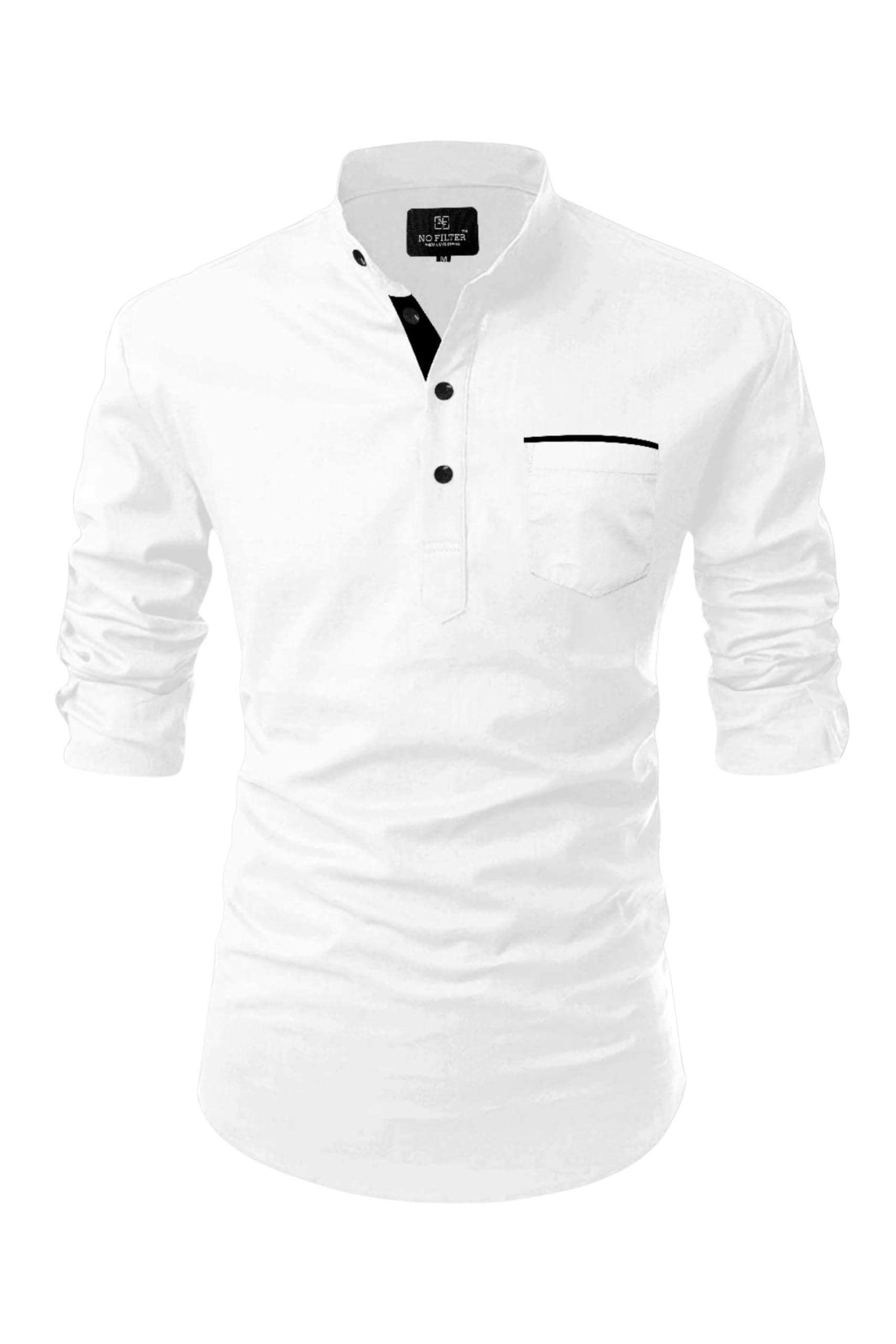 shajara Mens Black Short Kurta Cotton Blend Fabric Comfortable Fit Stylish Pocket Perfect for Casual and Semi Formal Wear Elegant Traditional and Contemporary Fashion Ensemble-picture-37