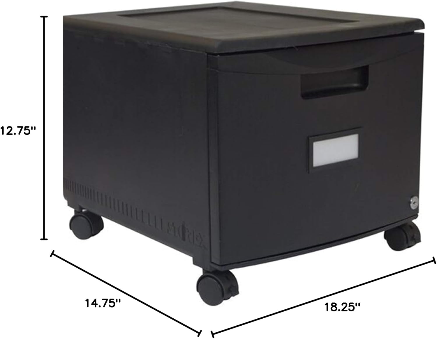 Storex File Cabinet on Wheels, 1 Drawer - Black