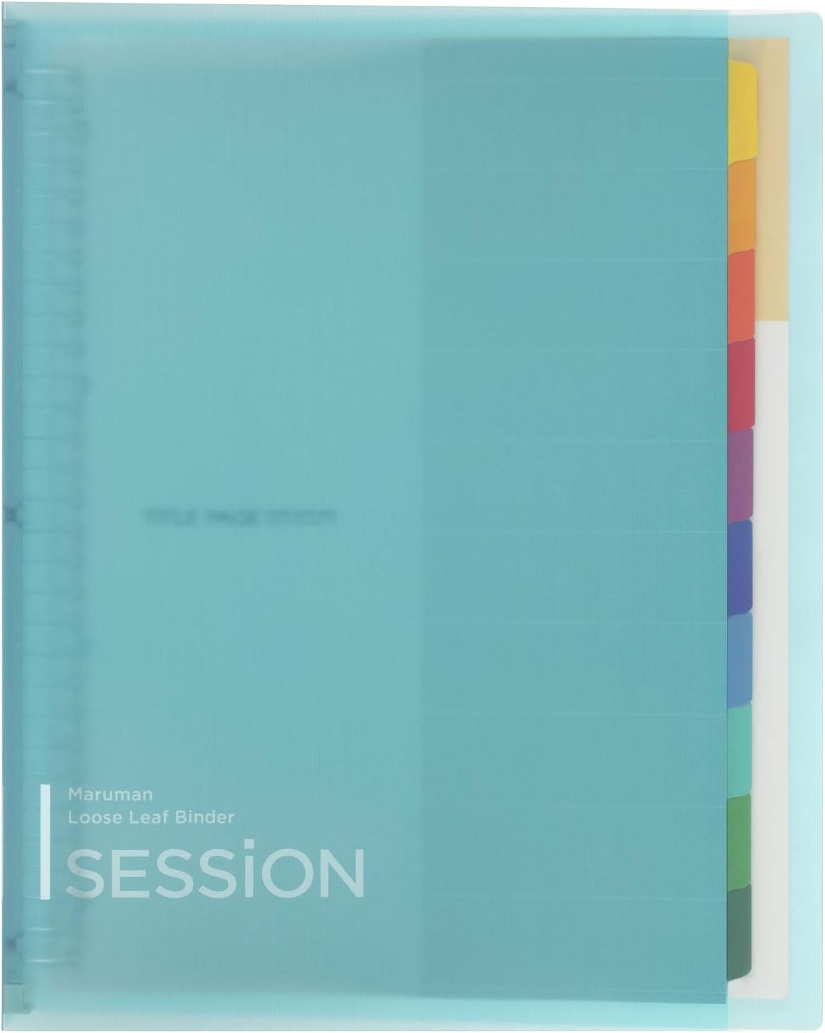 Maruman Session 30‑Ring Binder with Flexible Translucent Cover, A4 Size, 8.27" x 11.69", Includes 5 Erasable Tabbed Dividers and Storage Pocket, Holds up to 90 Sheets, Light Blue, Made in Japan